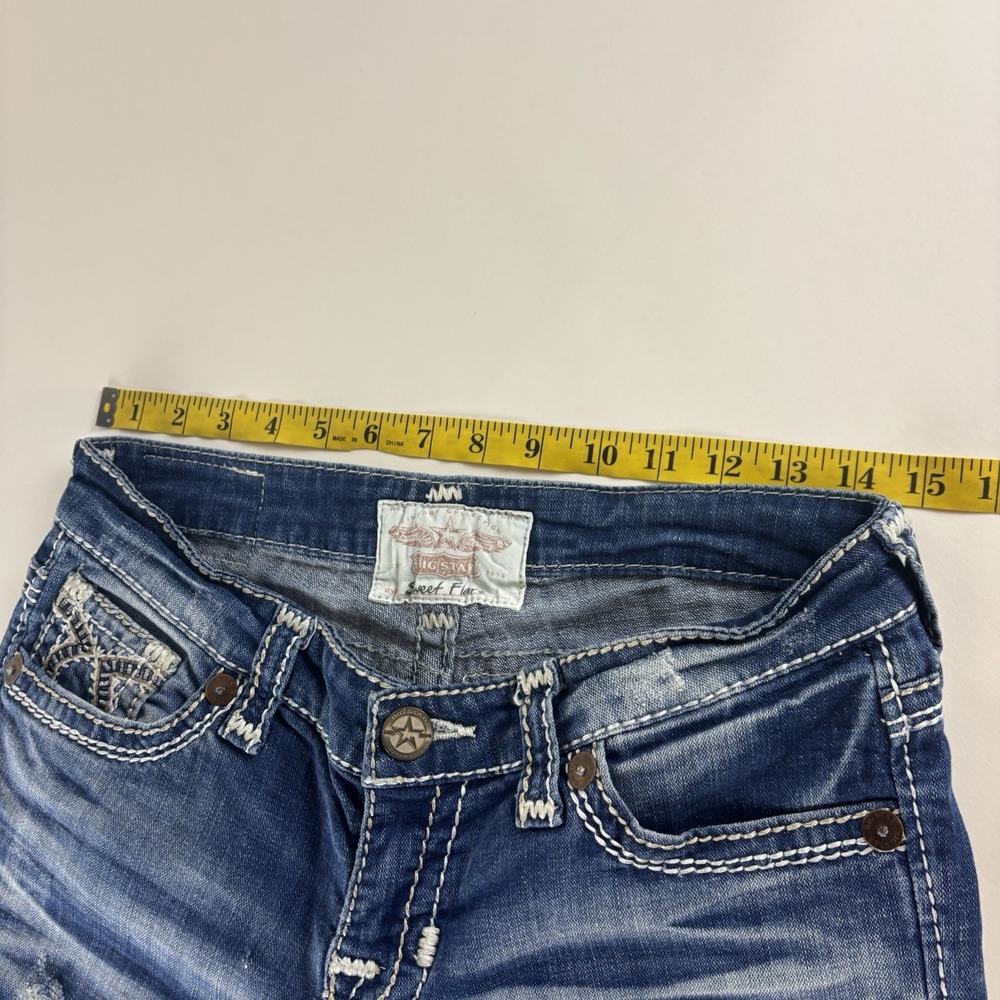 Big Star Jeans Womens 29R Denim Low Rise Sweet Flare Pocket Embroidered - Picture 16 of 16